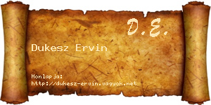 Dukesz Ervin névjegykártya
